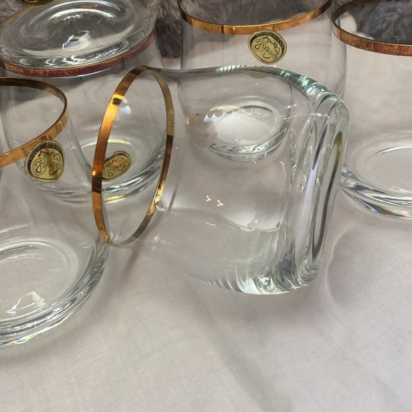 1980 Bohemiam Crysalex Geneva Old Fashion Gold Rim. Whiskey Low Ball Glasses - Picture 10 of 16